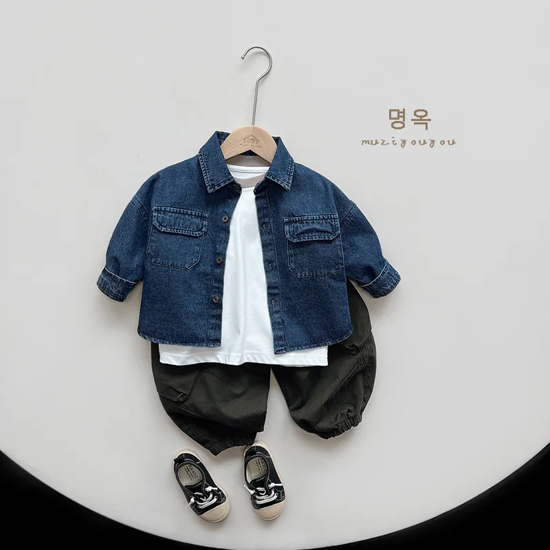 2026 new spring autumn summer Girls Kids Boys Denim shirt comfortable cute baby Clothes Children Clothing