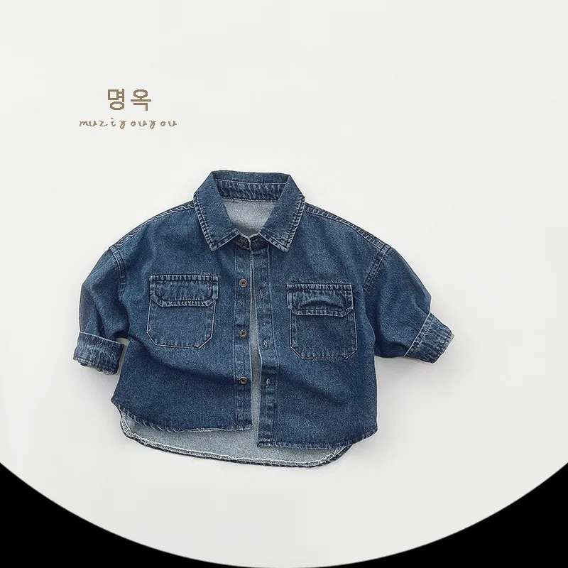 2026 new spring autumn summer Girls Kids Boys Denim shirt comfortable cute baby Clothes Children Clothing