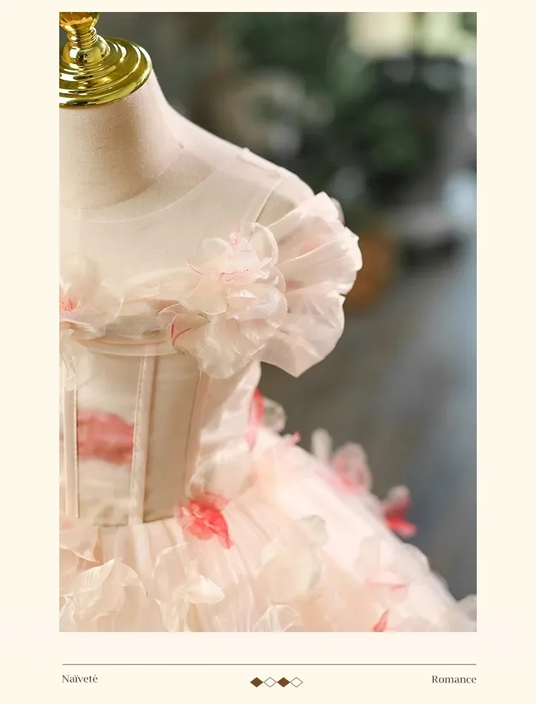Flower Girl Wedding Dress Luxury Birthday Princess Gown Elegant Performance Formal Childrens Party Exclusive Kids Pageant Piano