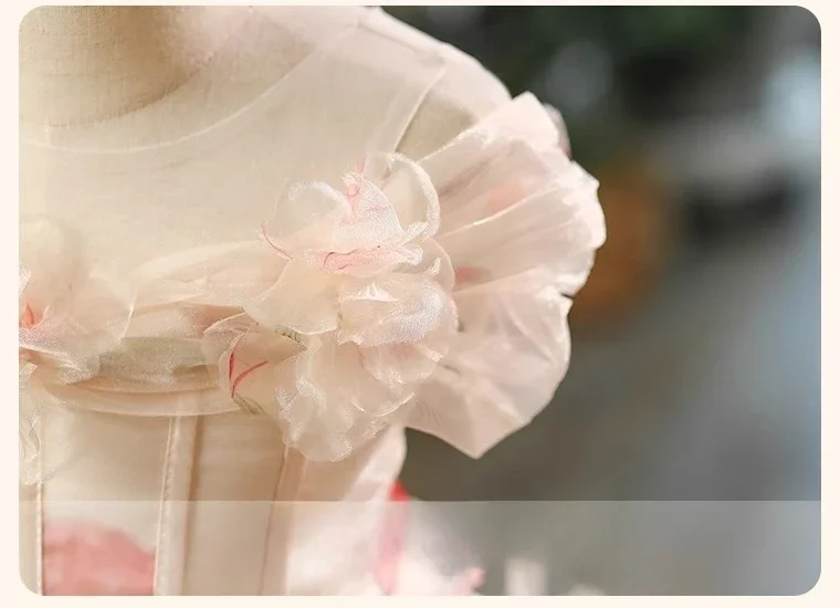 Flower Girl Wedding Dress Luxury Birthday Princess Gown Elegant Performance Formal Childrens Party Exclusive Kids Pageant Piano