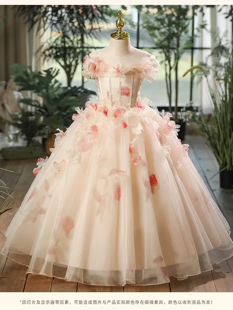 Flower Girl Wedding Dress Luxury Birthday Princess Gown Elegant Performance Formal Childrens Party Exclusive Kids Pageant Piano