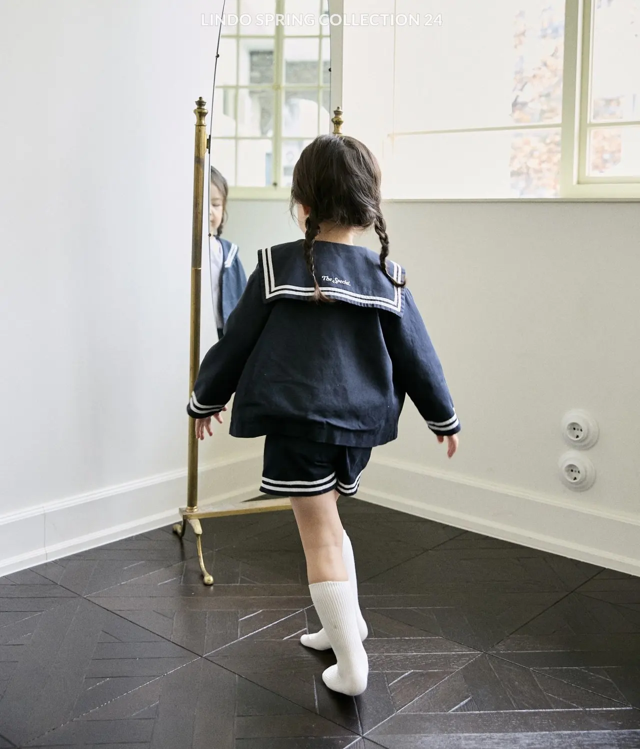 2026 Spring New Baby Girl Sailor Collar Tops + Shorts 2pcs Suit Kids Boys Long Sleeve Casual Striped Clothes Set Toddler Outfits