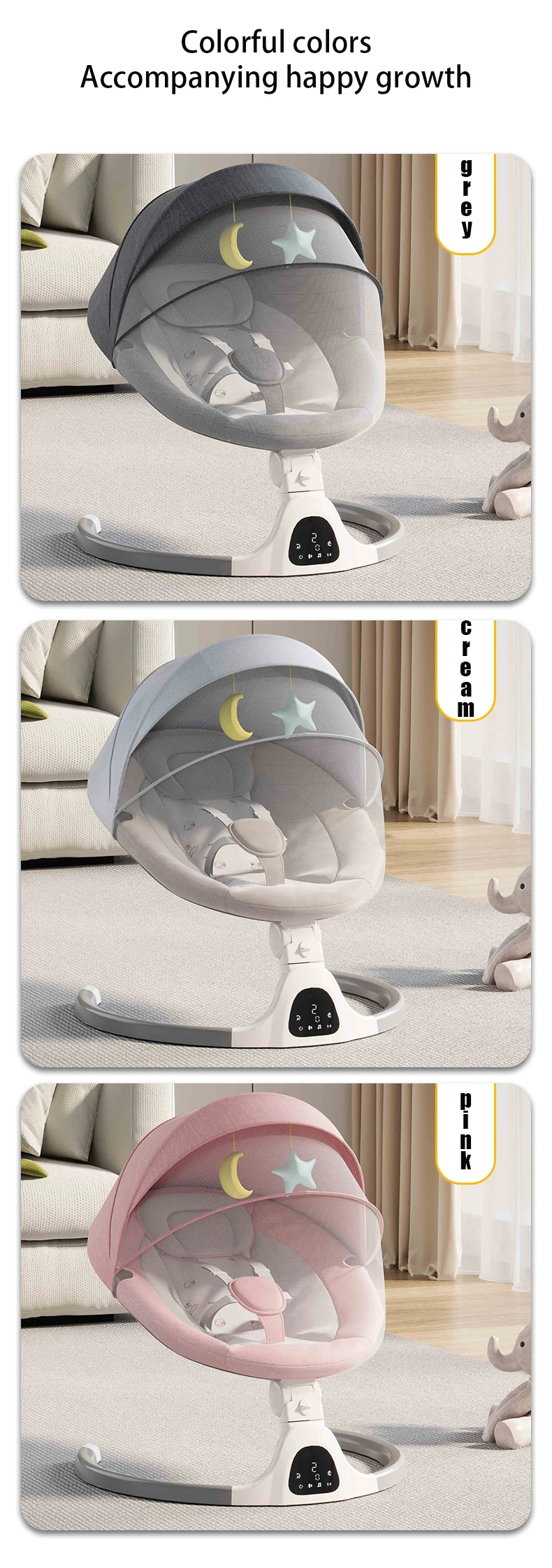 Luxury Electric Baby Rocking Chair Swing Shaker Reclining Cradle Comfort Sleep Aid Seat Portable Comfortable Bed for 0-3 Years Old Infants
