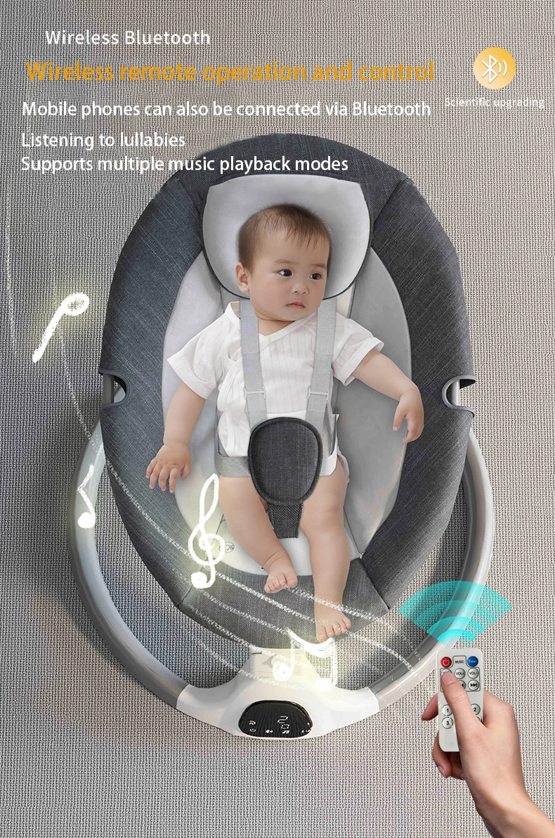 Luxury Electric Baby Rocking Chair Swing Shaker Reclining Cradle Comfort Sleep Aid Seat Portable Comfortable Bed for 0-3 Years Old Infants