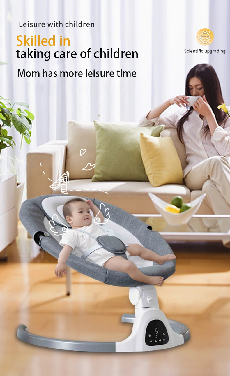 Luxury Electric Baby Rocking Chair Swing Shaker Reclining Cradle Comfort Sleep Aid Seat Portable Comfortable Bed for 0-3 Years Old Infants