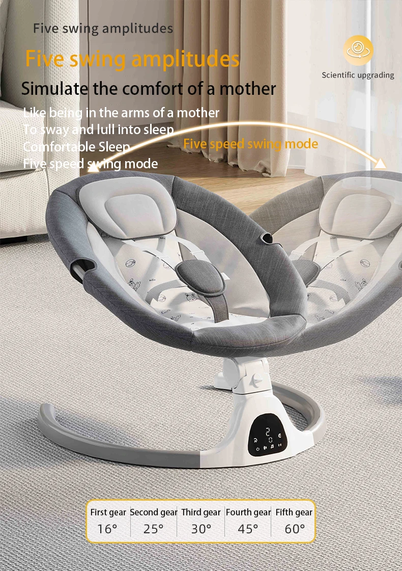 Luxury Electric Baby Rocking Chair Swing Shaker Reclining Cradle Comfort Sleep Aid Seat Portable Comfortable Bed for 0-3 Years Old Infants