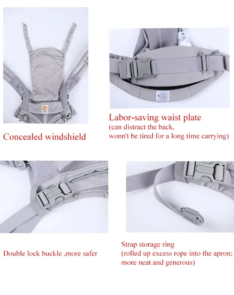 Egobaby 360 Omni Baby Carrier Breathable Cotton Ergonomic Backpacks Support Shoulder Waist Belt Sling Straps
