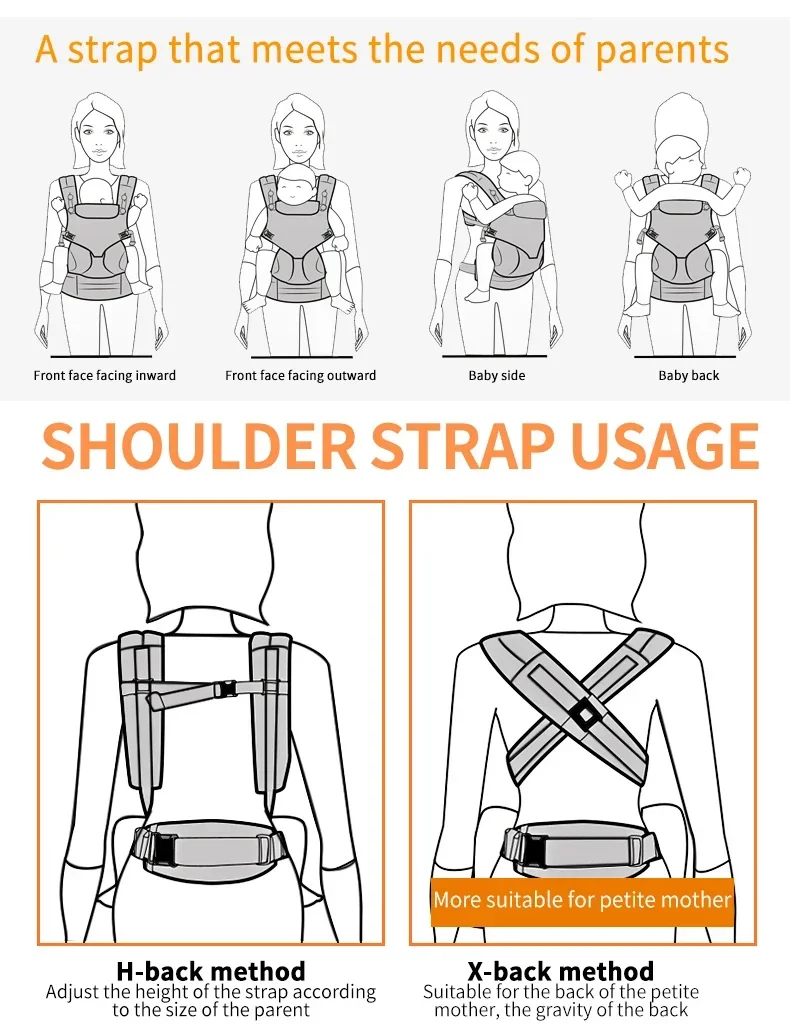 Egobaby 360 Omni Baby Carrier Breathable Cotton Ergonomic Backpacks Support Shoulder Waist Belt Sling Straps