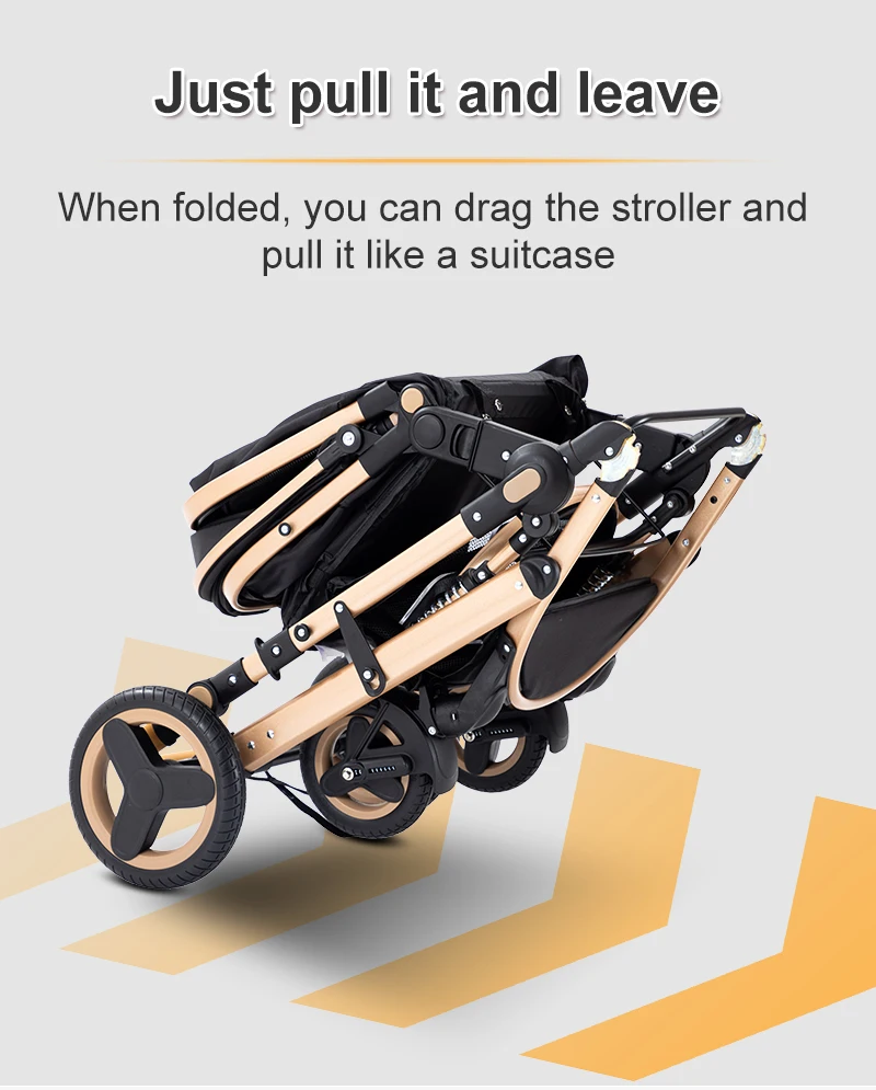 3-in-1 Newborn High Landscape Baby Stroller | Detachable Infant Car Seat, Breathable Summer Pushchair, Light Aluminum Foldable Travel Baby Pram