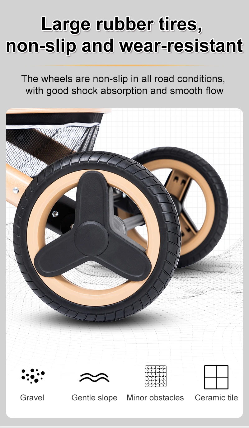 3-in-1 Newborn High Landscape Baby Stroller | Detachable Infant Car Seat, Breathable Summer Pushchair, Light Aluminum Foldable Travel Baby Pram