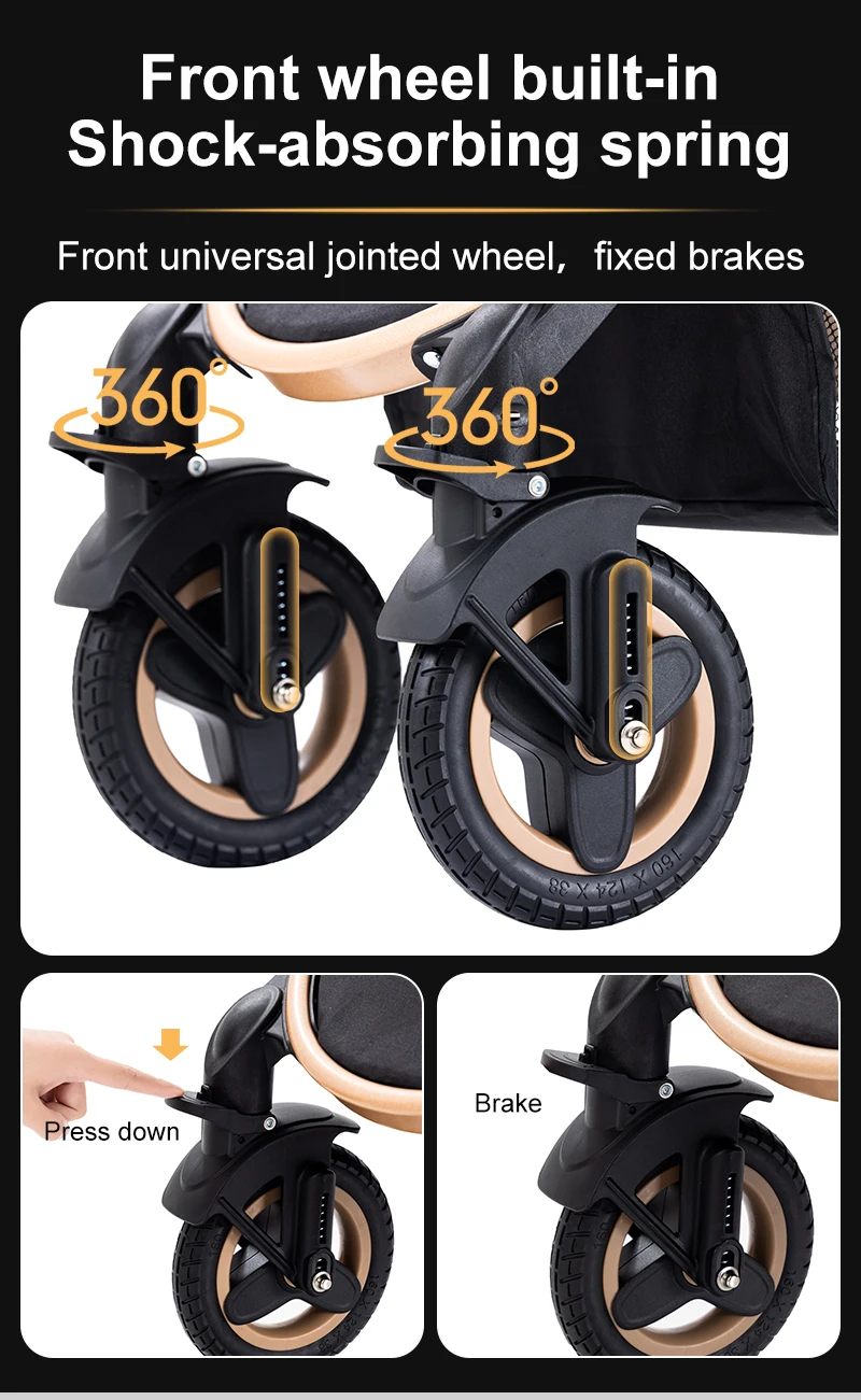 3-in-1 Newborn High Landscape Baby Stroller | Detachable Infant Car Seat, Breathable Summer Pushchair, Light Aluminum Foldable Travel Baby Pram