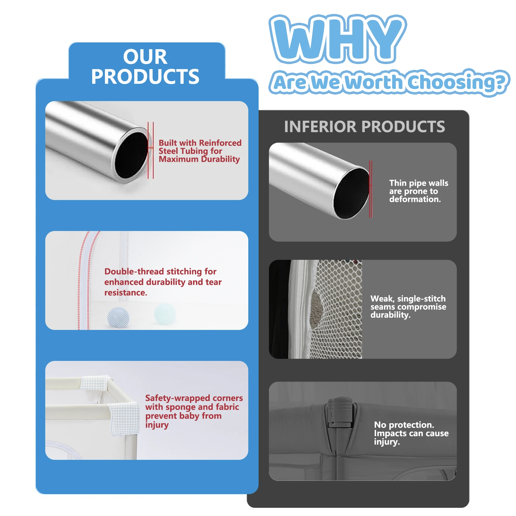 47×47×27 Inch Grey Breathable Mesh Baby PlaypenBaby Playpen with Anti-Slip Mat, Sturdy&Safety Baby Fence,for Infants & Toddlers , , Sturdy Safe Easy Assembly Indoor Outdoor Toddler Activity Play Yard, Ideal Holiday Gift for Kids