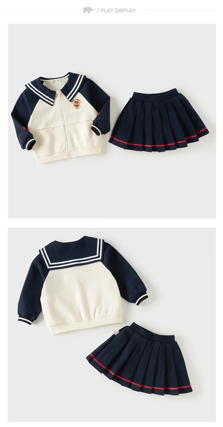 Dave Bella Two Piece Suit Girls Half Skirt Set Topcoat Autumn Spring Long Sleeve Children Sweet Fashion Birthday Party DB3263185