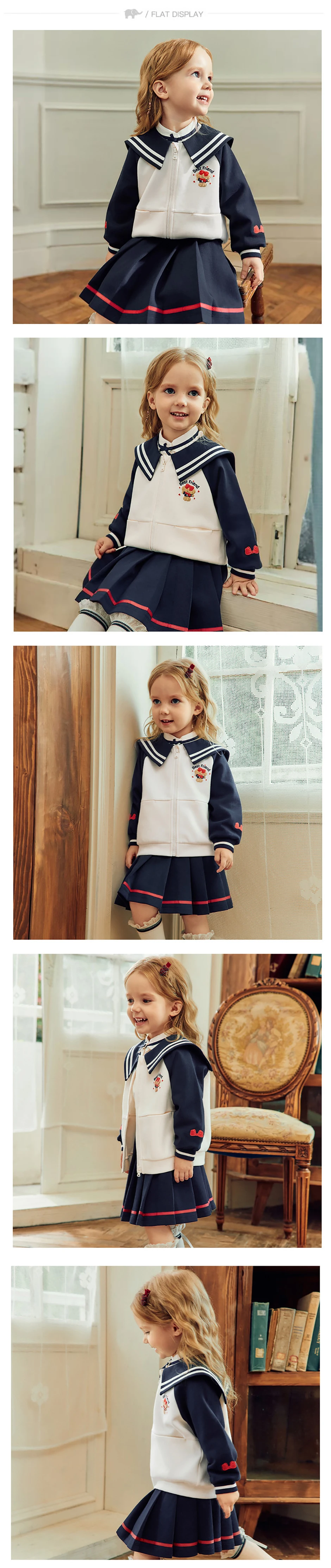 Dave Bella Two Piece Suit Girls Half Skirt Set Topcoat Autumn Spring Long Sleeve Children Sweet Fashion Birthday Party DB3263185