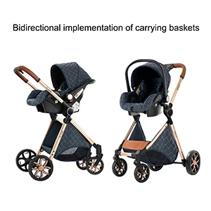 Luxury 3 in 1 Baby Stroller with Car Seat and Sleeping Basket Lightweight Baby Pram High Landscape Infant Pushchair Multifunction Adjustable Travel Buggy Easy Folding Compact Portable Safe Comfortable Stylish Perfect for Travel Baby Carriage