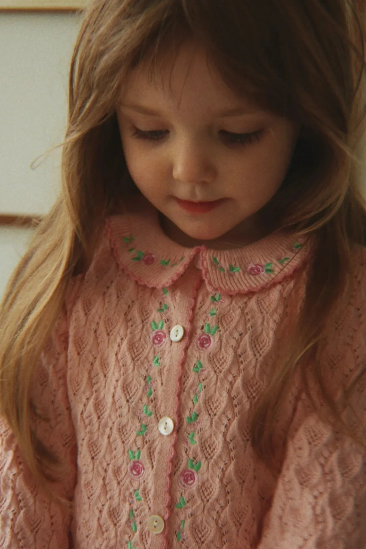 2026 Children's Autumn and Winter New Product KS Girls' Sweater Lace Collar Knitted Cardigan Cute, Fashionable and Versatile