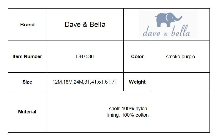 DB7536 Dave Bella Baby Embroidered Butterfly Dress for Children Birthday Party Wedding Chiffon Clothes Girls Princess Dress