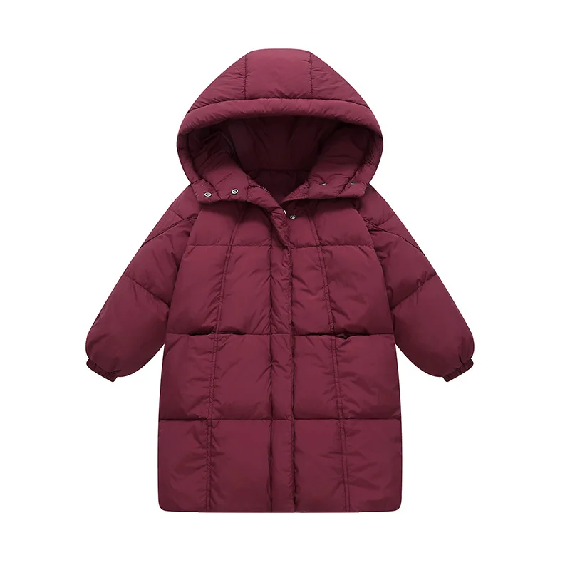 2026 new children's letter printed down jacket boys' and girls' medium and long cotton jacket baby wash free thickened warm jack