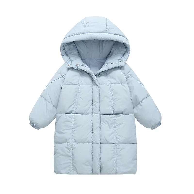 2026 new children's letter printed down jacket boys' and girls' medium and long cotton jacket baby wash free thickened warm jack