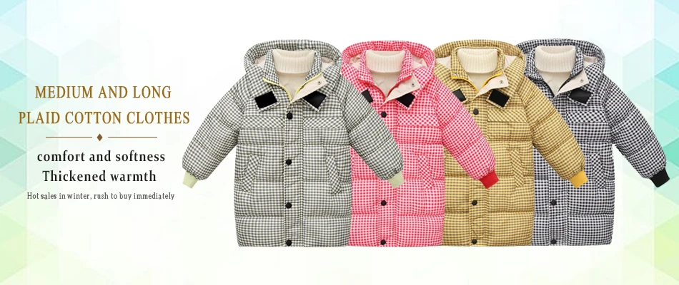 2026 new children's letter printed down jacket boys' and girls' medium and long cotton jacket baby wash free thickened warm jack