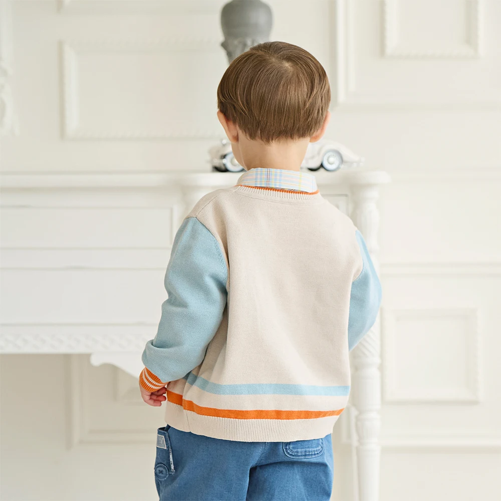 Dave Bella Autumn Spring Cardigan Sweater for Boys Button Sweater Children Knitted Outerwear Coat Kids Clothes DB3253492