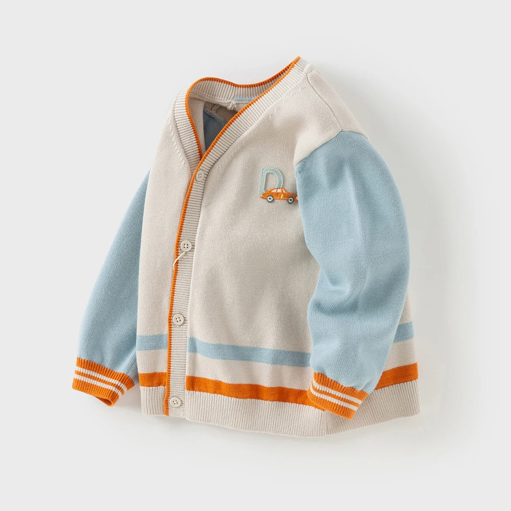 Dave Bella Autumn Spring Cardigan Sweater for Boys Button Sweater Children Knitted Outerwear Coat Kids Clothes DB3253492