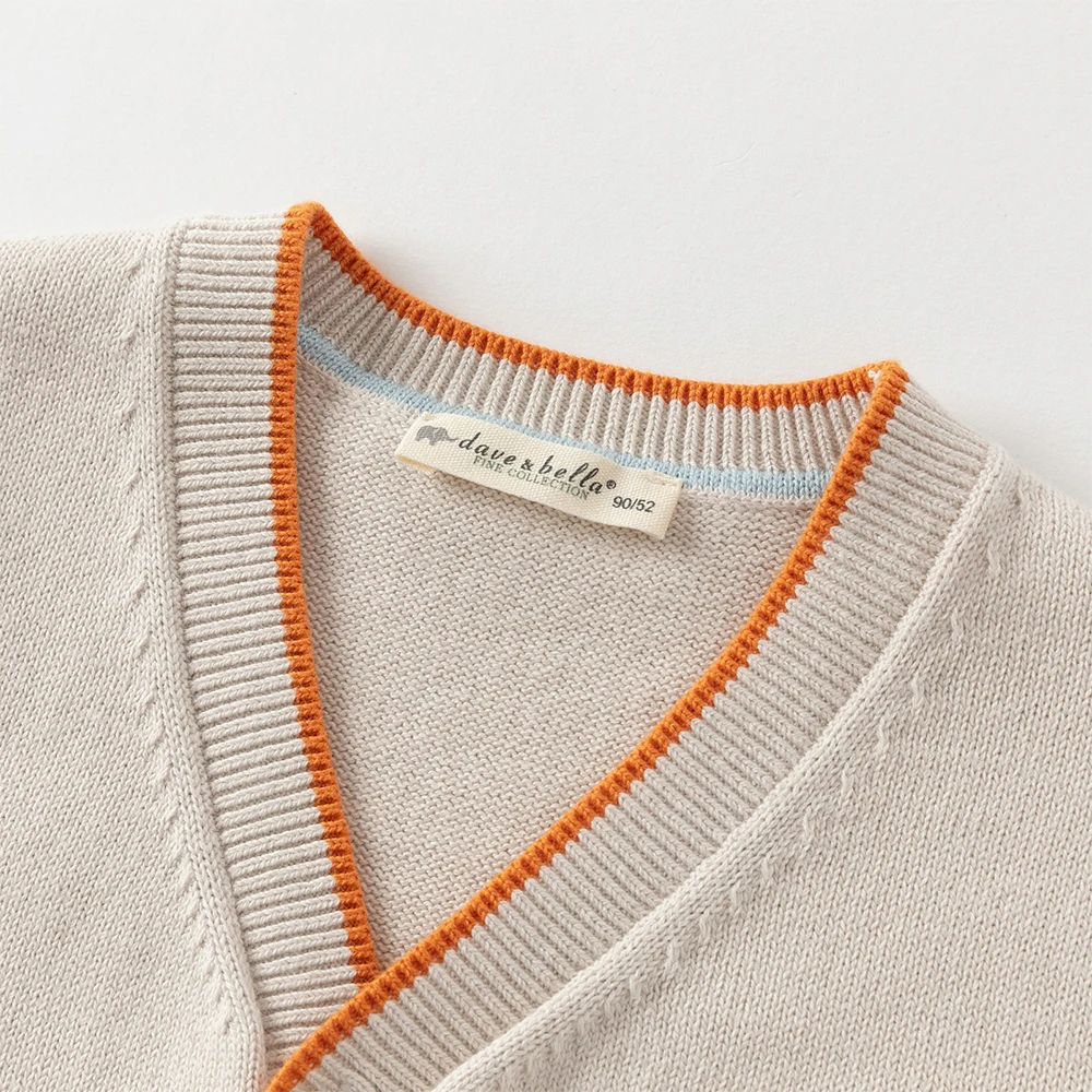 Dave Bella Autumn Spring Cardigan Sweater for Boys Button Sweater Children Knitted Outerwear Coat Kids Clothes DB3253492