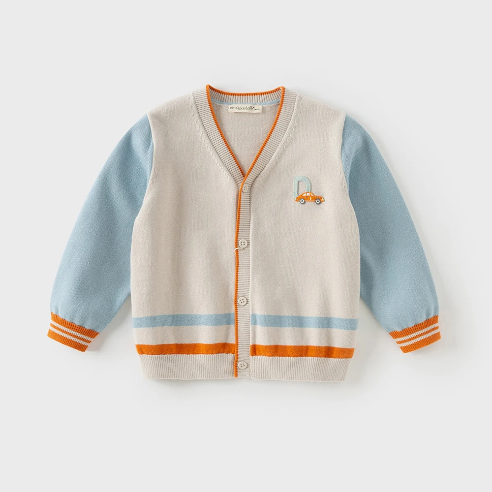 Dave Bella Autumn Spring Cardigan Sweater for Boys Button Sweater Children Knitted Outerwear Coat Kids Clothes DB3253492