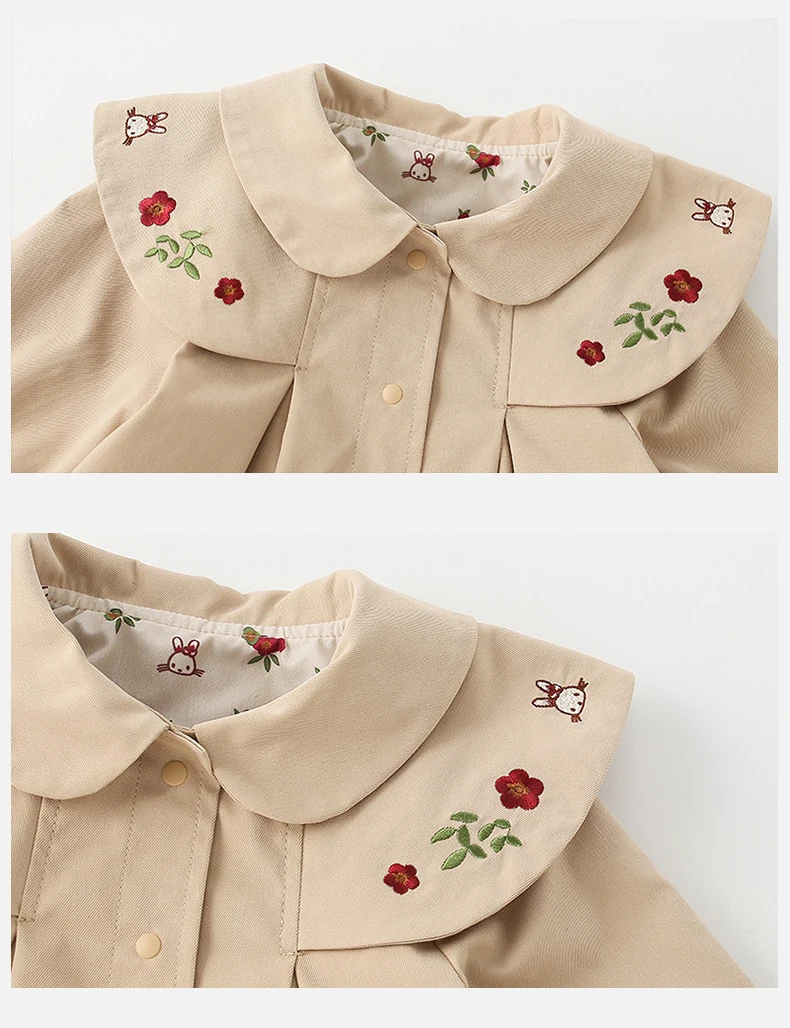 Spring Girl's Long-Sleeved Embroidered Windbreaker Coat for Babies And Kids Contracted Leisure Infant Children's Clothing