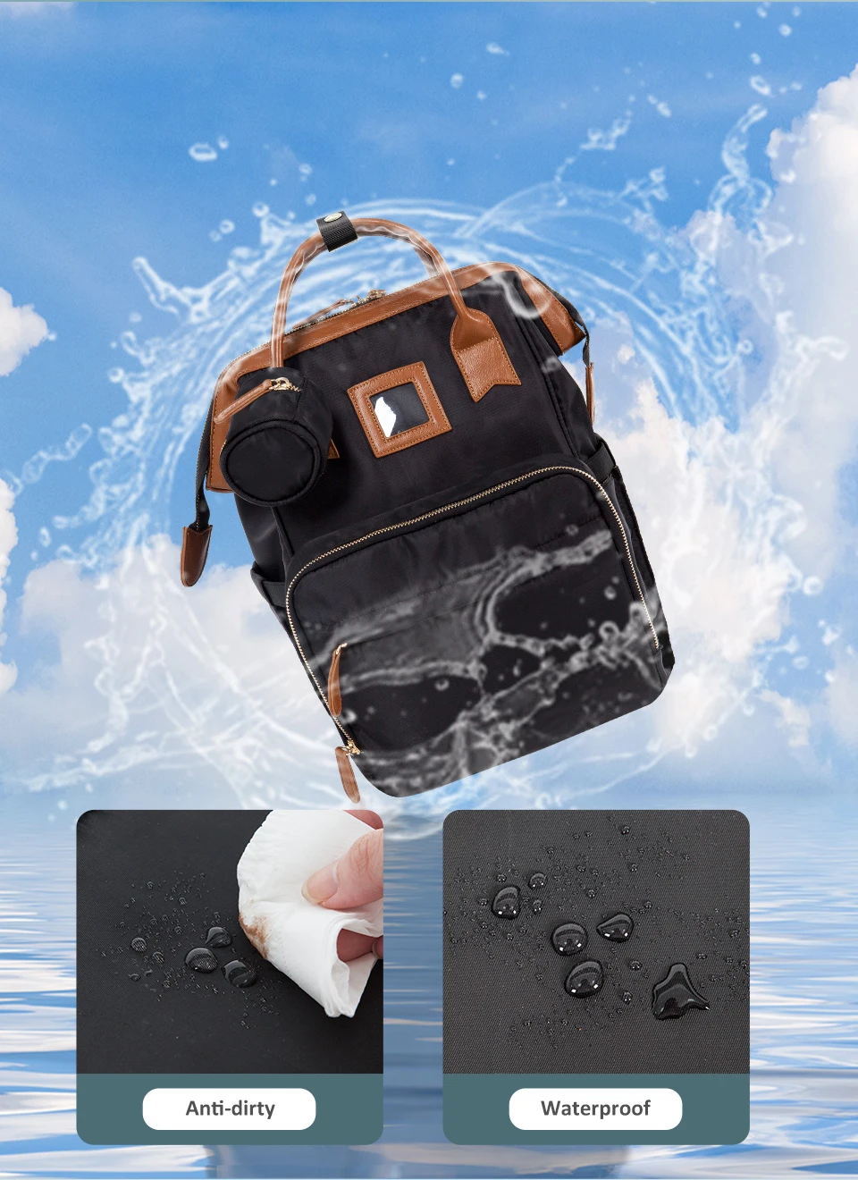 Mummy Bag Baby Nappy Bag Maternal Backpack Waterproof Stroller Organizer Large Capacity With Removable Bottle Wet Bag For Cart