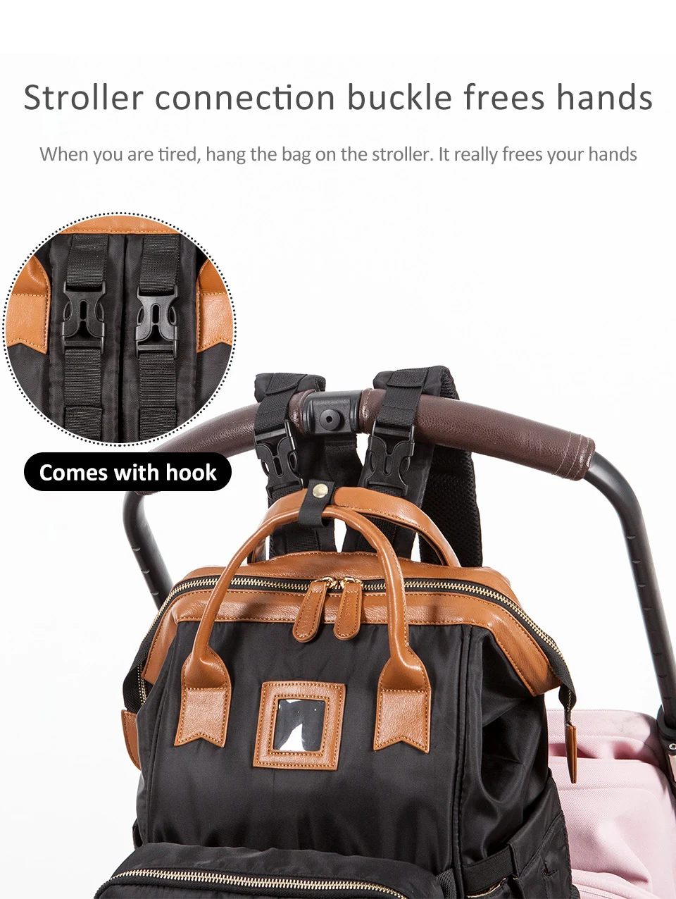 Mummy Bag Baby Nappy Bag Maternal Backpack Waterproof Stroller Organizer Large Capacity With Removable Bottle Wet Bag For Cart