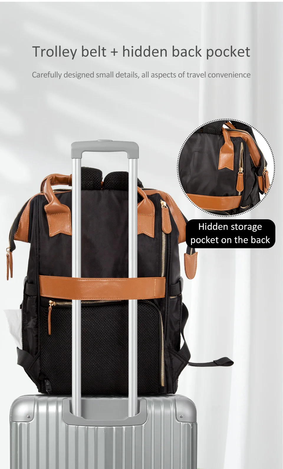 Mummy Bag Baby Nappy Bag Maternal Backpack Waterproof Stroller Organizer Large Capacity With Removable Bottle Wet Bag For Cart