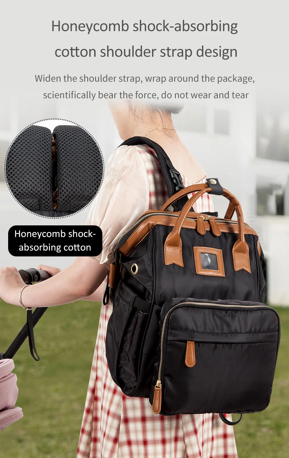 Mummy Bag Baby Nappy Bag Maternal Backpack Waterproof Stroller Organizer Large Capacity With Removable Bottle Wet Bag For Cart