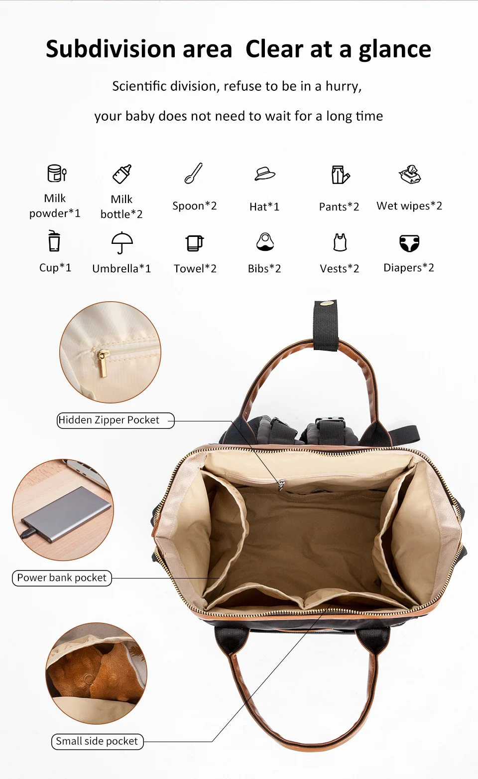 Mummy Bag Baby Nappy Bag Maternal Backpack Waterproof Stroller Organizer Large Capacity With Removable Bottle Wet Bag For Cart