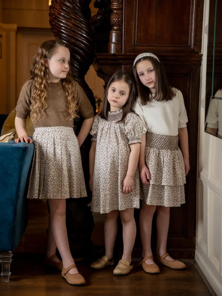 Boutique Children Kids Mathcing Clothes Brother Sister Baby Holiday Outfits Girls Smocking Dress Skirts Baby Rompers