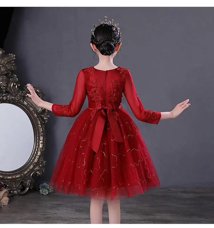 Fashion Flower Girl Dresses for Weddings Mesh Lace Short Sleeve Girls Party Dresses Summer Bridesmaid Dresses 3-13 Years
