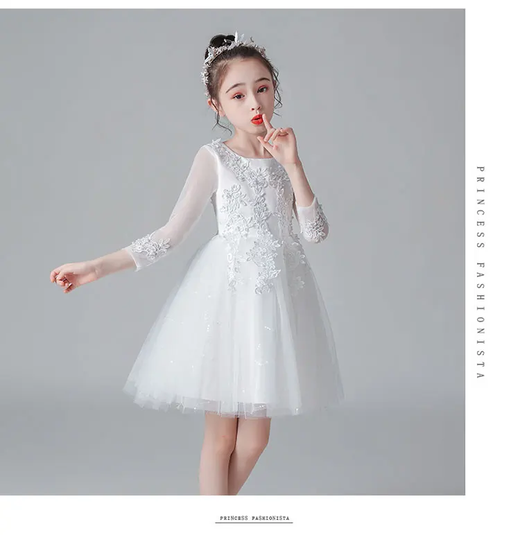 Fashion Flower Girl Dresses for Weddings Mesh Lace Short Sleeve Girls Party Dresses Summer Bridesmaid Dresses 3-13 Years