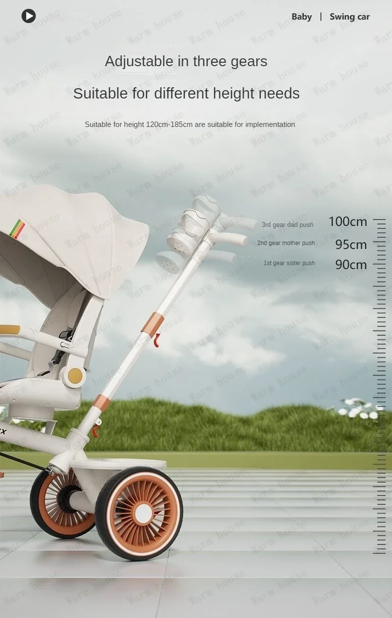 2026 New Push Tricycle Three-wheel Baby Stroller Lightweight Children's Bicycle Multifunctional Stroller