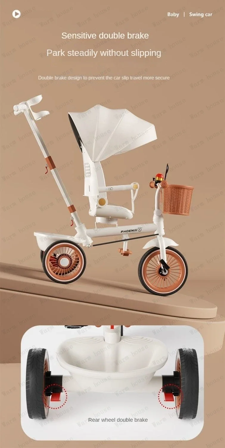2026 New Push Tricycle Three-wheel Baby Stroller Lightweight Children's Bicycle Multifunctional Stroller