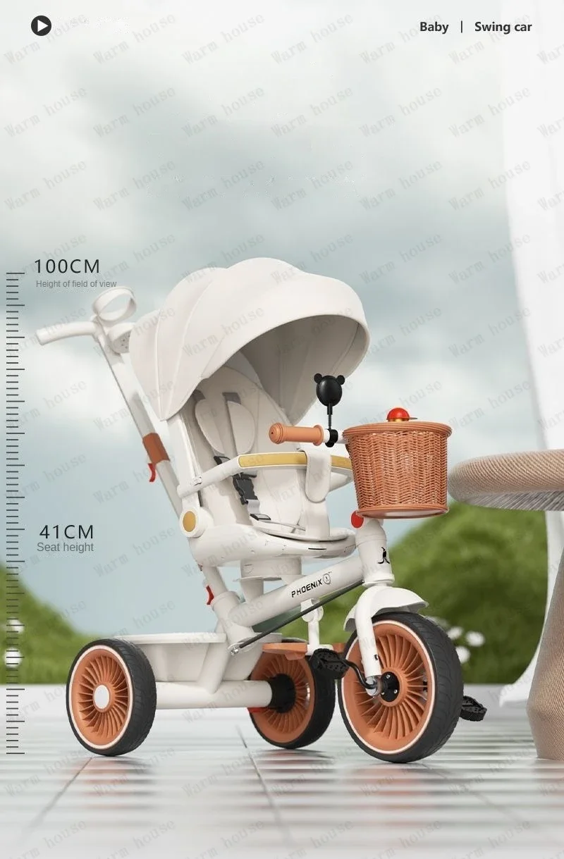 2026 New Push Tricycle Three-wheel Baby Stroller Lightweight Children's Bicycle Multifunctional Stroller
