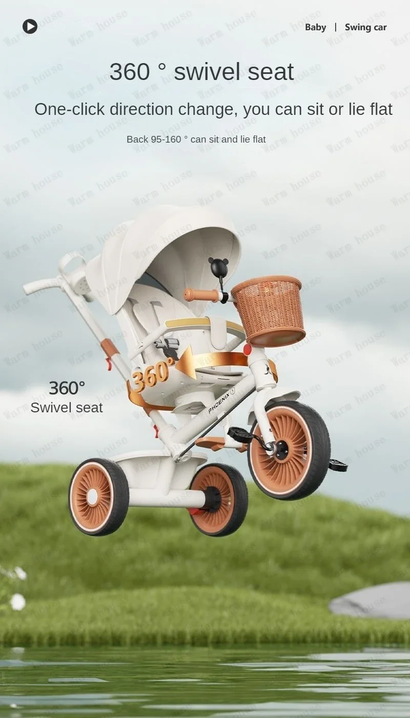 2026 New Push Tricycle Three-wheel Baby Stroller Lightweight Children's Bicycle Multifunctional Stroller