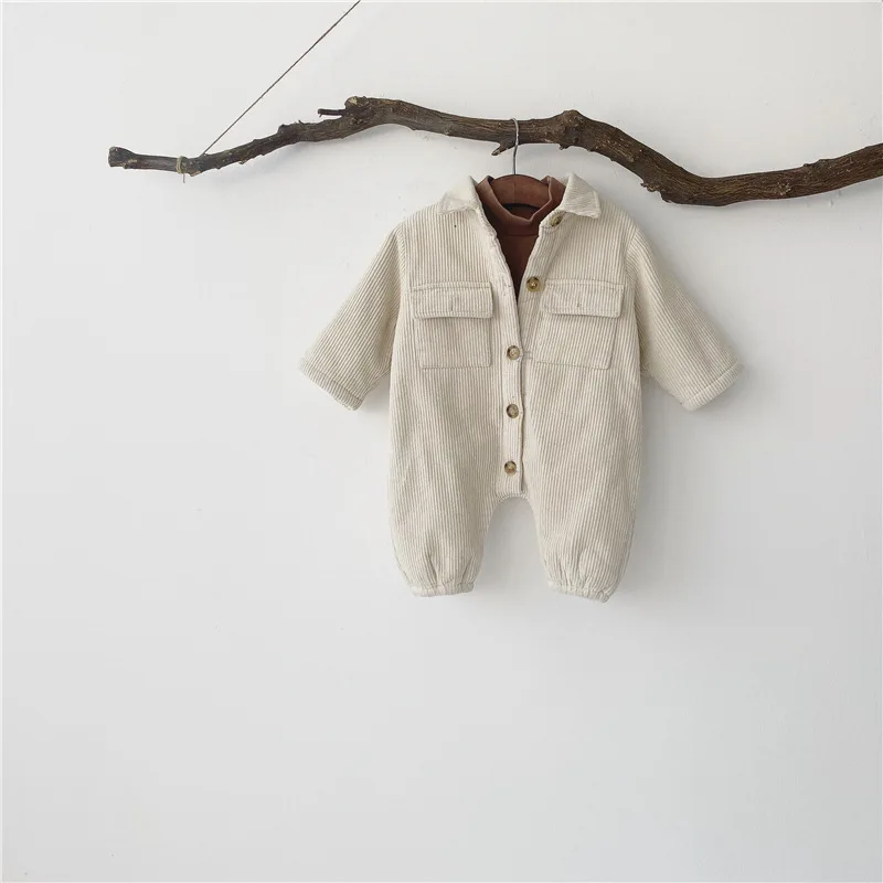New Winter Infants Corduroy Thicken Warm Rompers Korean Style Toddlers Kids Clothes Newborn Baby Boys Casual Jumpsuits