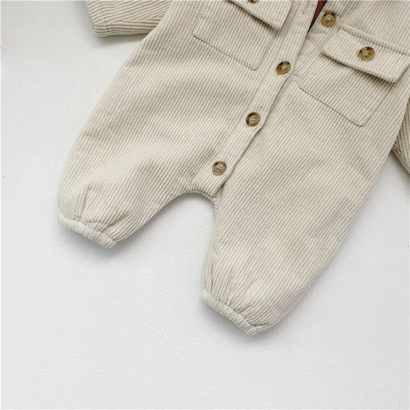 New Winter Infants Corduroy Thicken Warm Rompers Korean Style Toddlers Kids Clothes Newborn Baby Boys Casual Jumpsuits