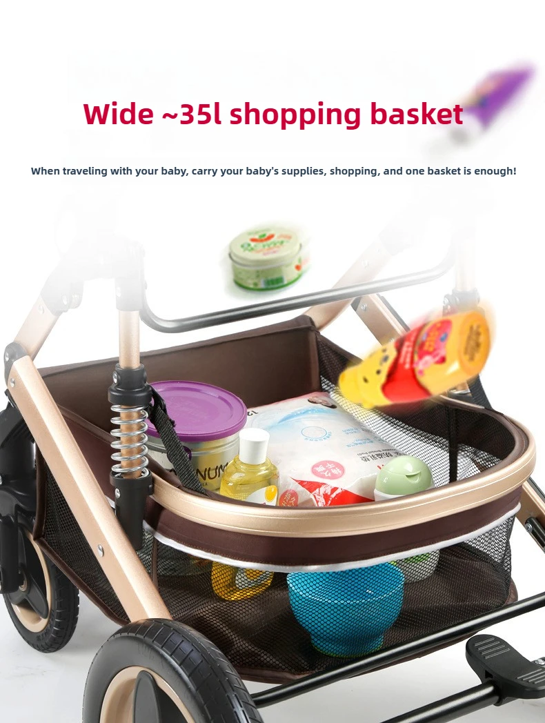 Newborn Baby Stroller 3 in 1 with Car Seat High View Baby Stroller with Sitting and Lying Function Multifunctional Baby Stroller