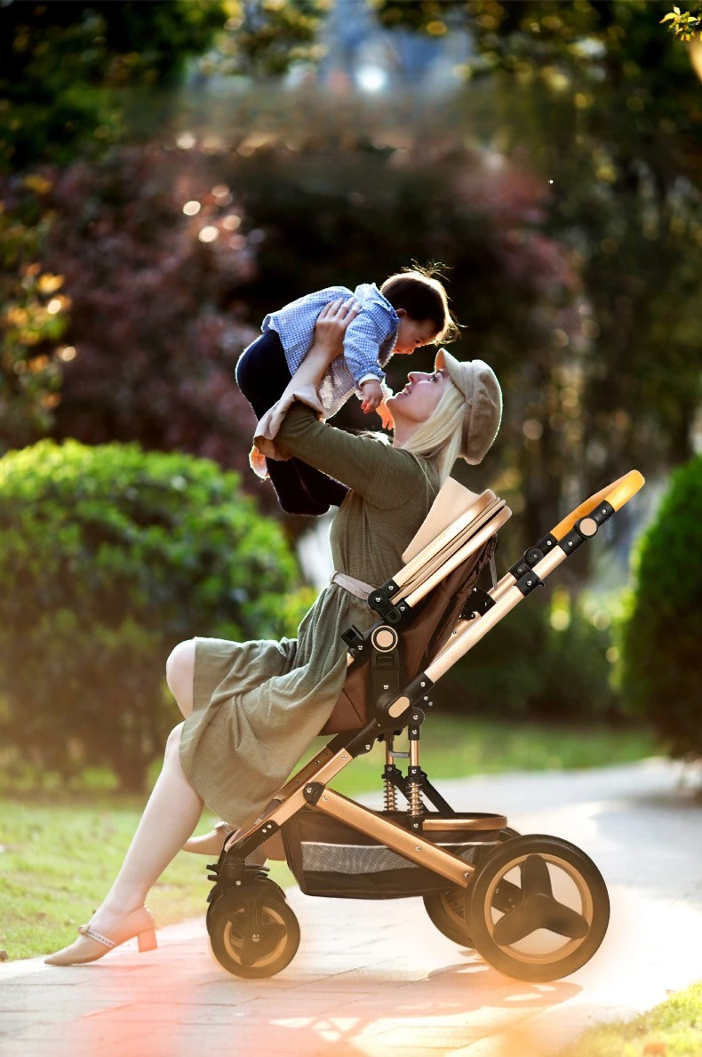 Newborn Baby Stroller 3 in 1 with Car Seat High View Baby Stroller with Sitting and Lying Function Multifunctional Baby Stroller