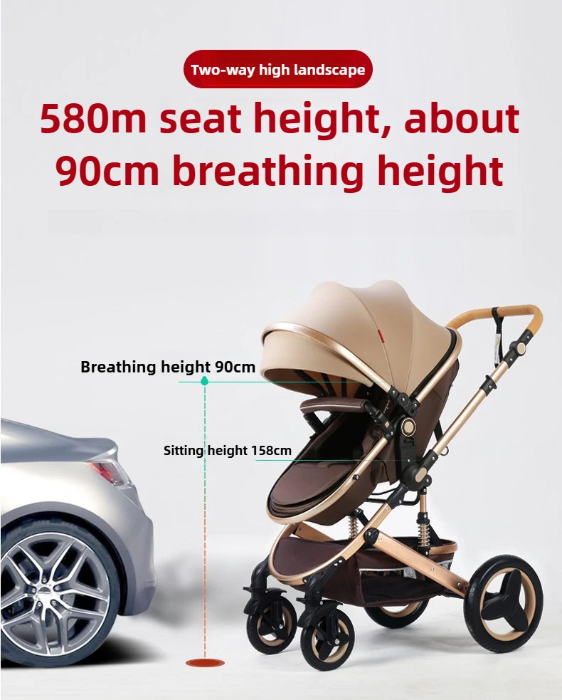 Newborn Baby Stroller 3 in 1 with Car Seat High View Baby Stroller with Sitting and Lying Function Multifunctional Baby Stroller