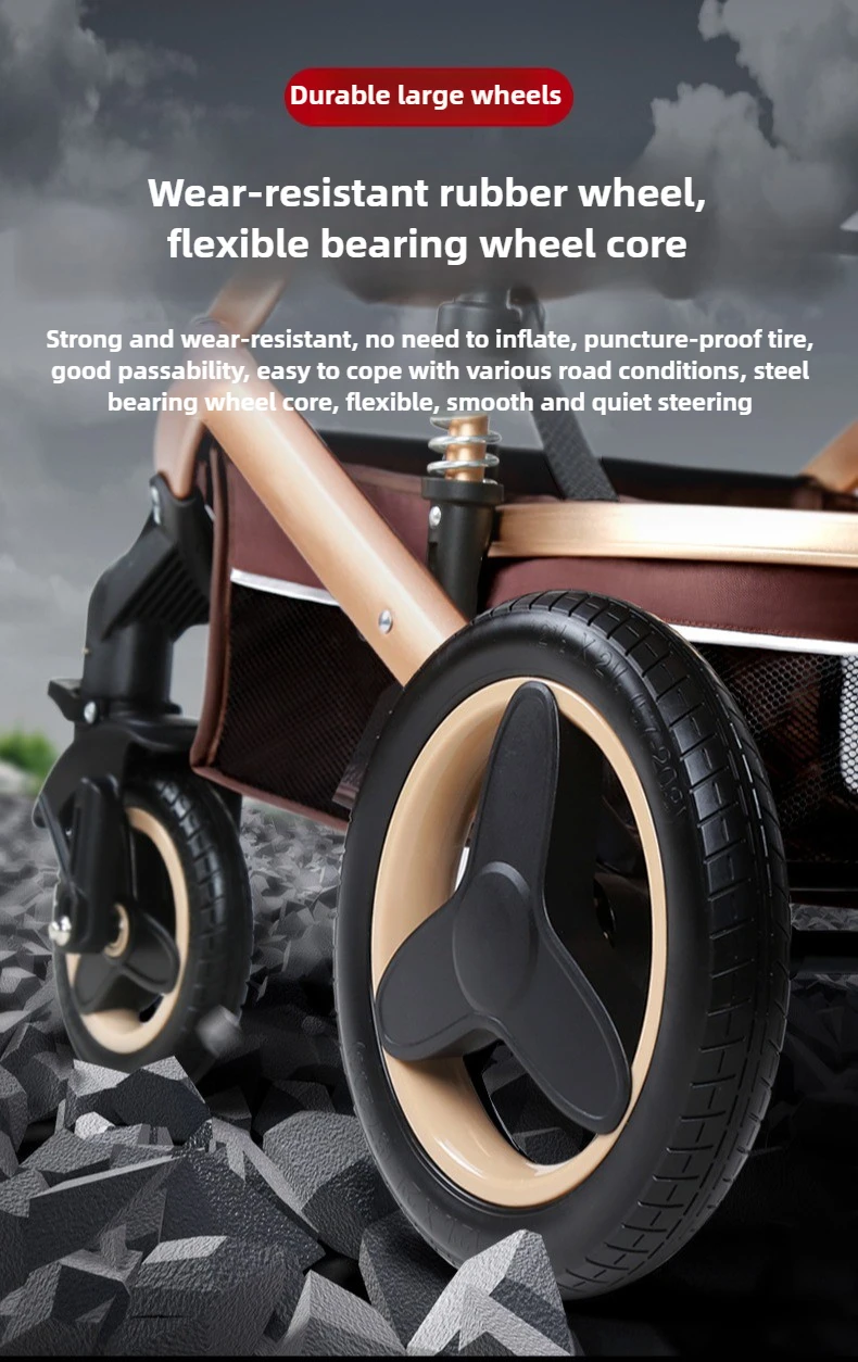Newborn Baby Stroller 3 in 1 with Car Seat High View Baby Stroller with Sitting and Lying Function Multifunctional Baby Stroller