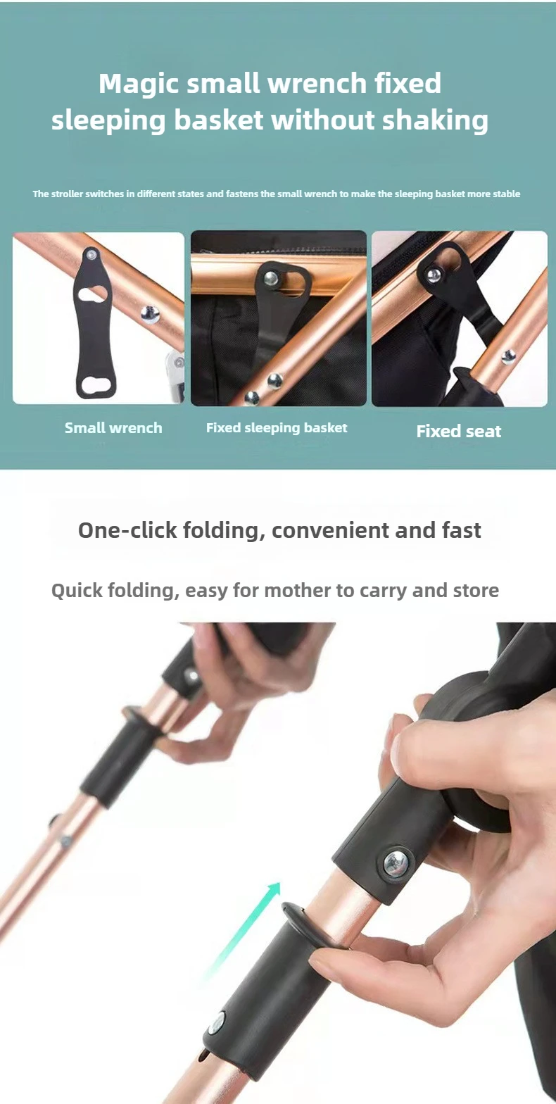 Newborn Baby Stroller 3 in 1 with Car Seat High View Baby Stroller with Sitting and Lying Function Multifunctional Baby Stroller