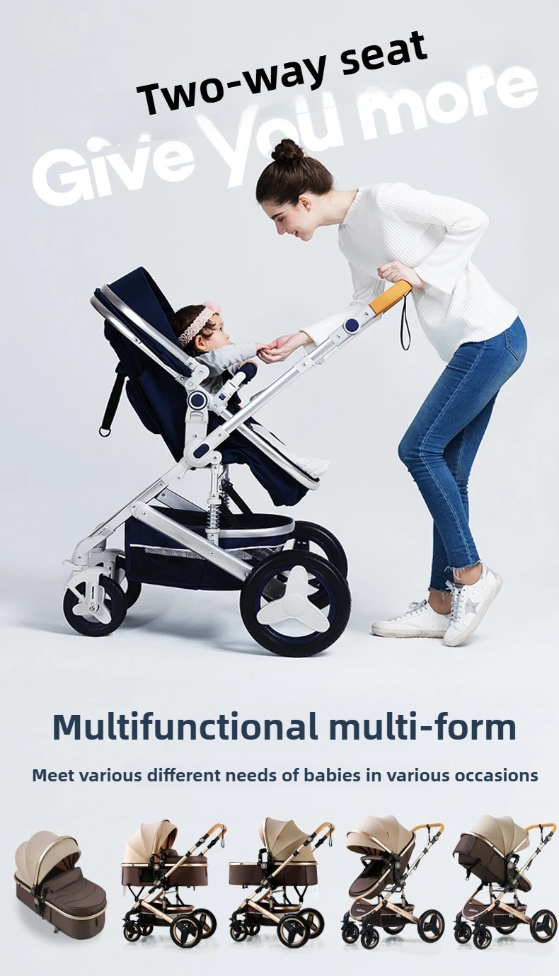 Newborn Baby Stroller 3 in 1 with Car Seat High View Baby Stroller with Sitting and Lying Function Multifunctional Baby Stroller