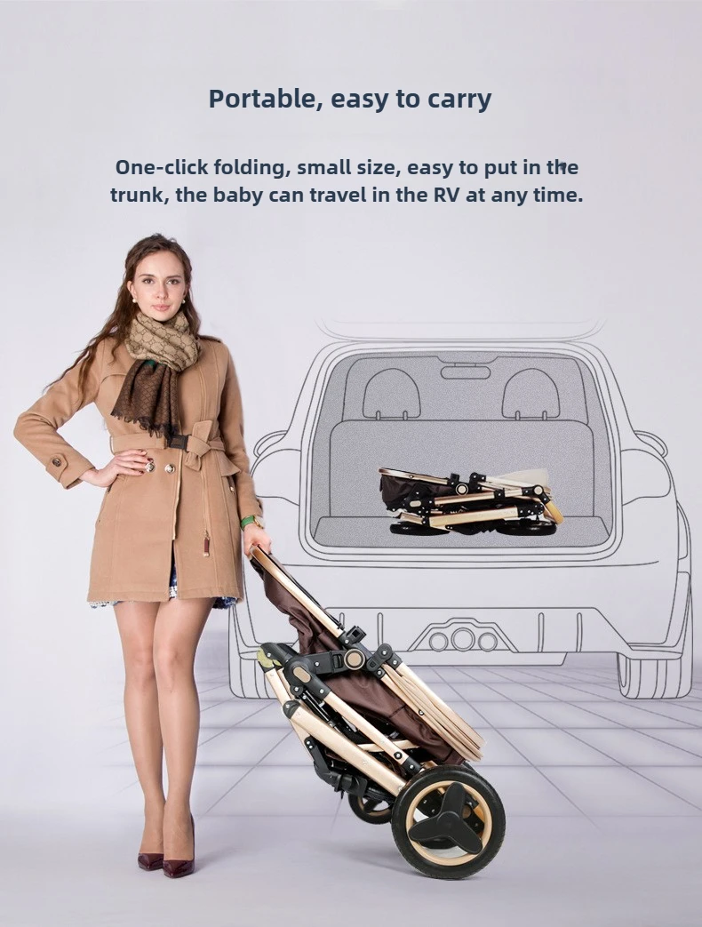 Newborn Baby Stroller 3 in 1 with Car Seat High View Baby Stroller with Sitting and Lying Function Multifunctional Baby Stroller